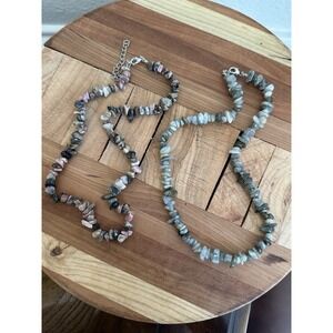 Artisan Assorted Gemstones Chip Bead Necklaces 16.5" and 18" Multicolor Lot Of 2